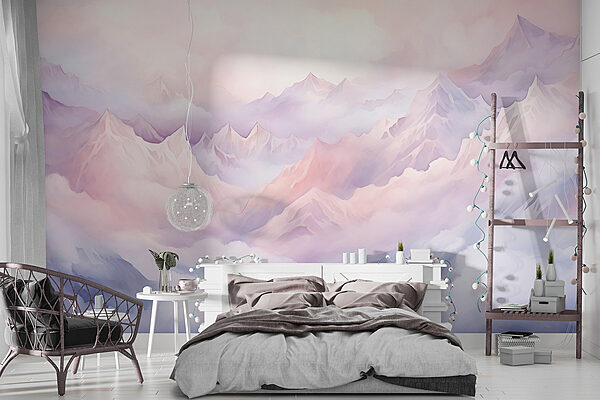 Chaîne de montagnes avec nuages Papier peint Chaîne de montagnes avec nuages