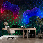 Papier peint Manette de jeu sur fond d'hexagone