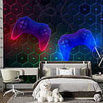 Papier peint Manette de jeu sur fond d'hexagone