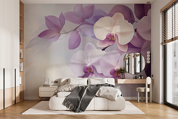 Orchidées violettes aux teintes douces Papier peint Orchidées violettes aux teintes douces