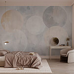 Papier peint Cercles blancs et gris