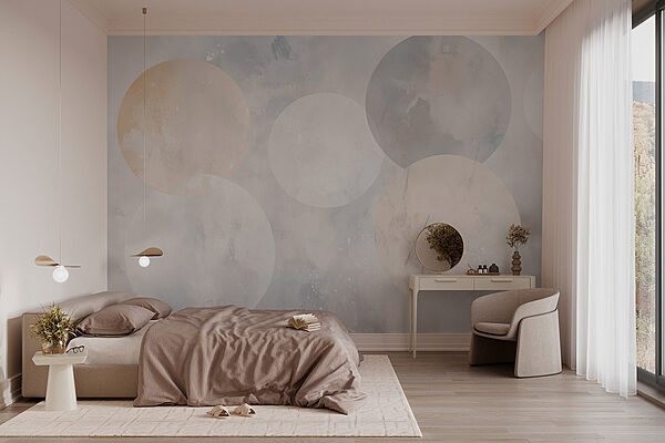 Cercles blancs et gris Papier peint Cercles blancs et gris