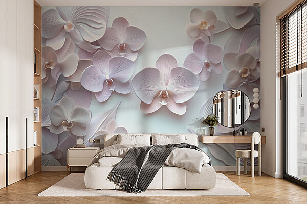 Groupe de fleurs blanches Papier peint Groupe de fleurs blanches