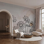 Papier peint Groupe de fleurs sur fond blanc