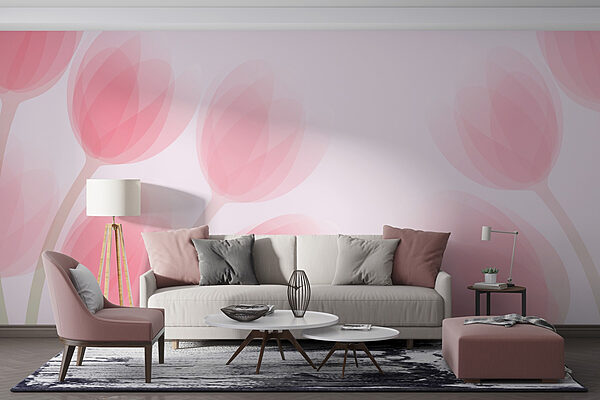 Groupe de fleurs roses Papier peint Groupe de fleurs roses