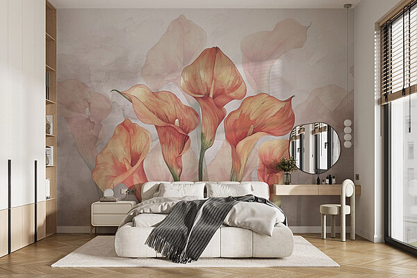 Groupe de fleurs orange Papier peint Groupe de fleurs orange