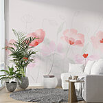Papier peint Groupe de fleurs roses