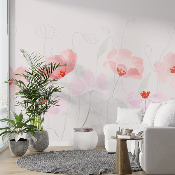 Groupe de fleurs roses Papier peint Groupe de fleurs roses