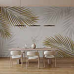 Papier peint Groupe de feuilles sur fond blanc