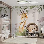 Papier peint Groupe d'animaux sous des feuilles