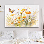 Tableaux Papillon volant au-dessus d'une fleur jaune et blanche