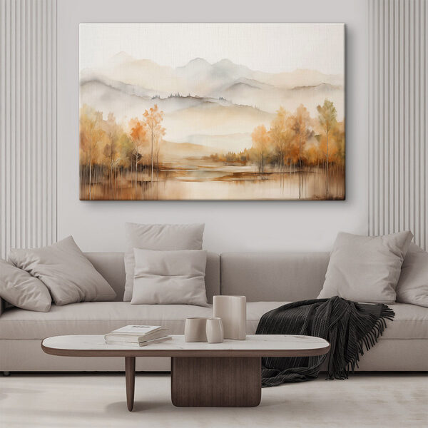 Aquarelle d'arbres et de montagnes Tableaux Aquarelle d'arbres et de montagnes