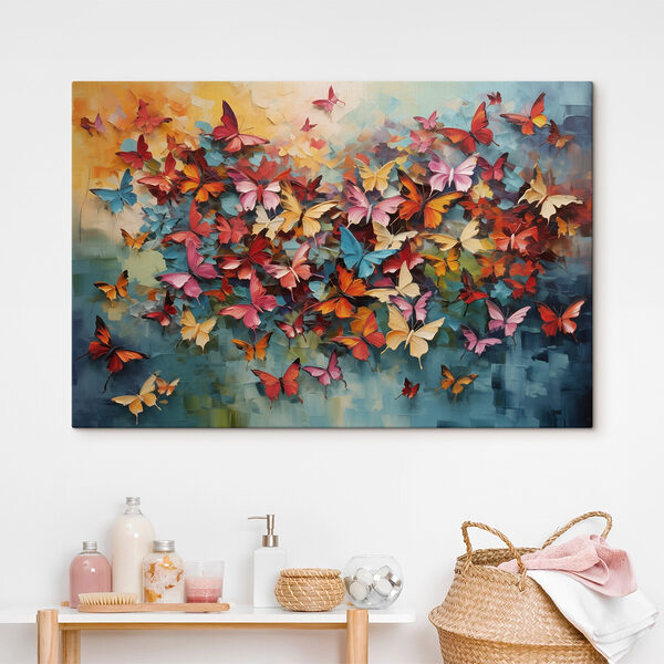 Groupe de papillons sur fond bleu Tableaux Groupe de papillons sur fond bleu