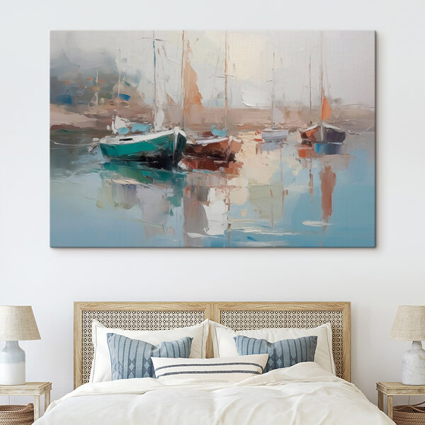Peinture de bateaux dans un port Tableaux Peinture de bateaux dans un port