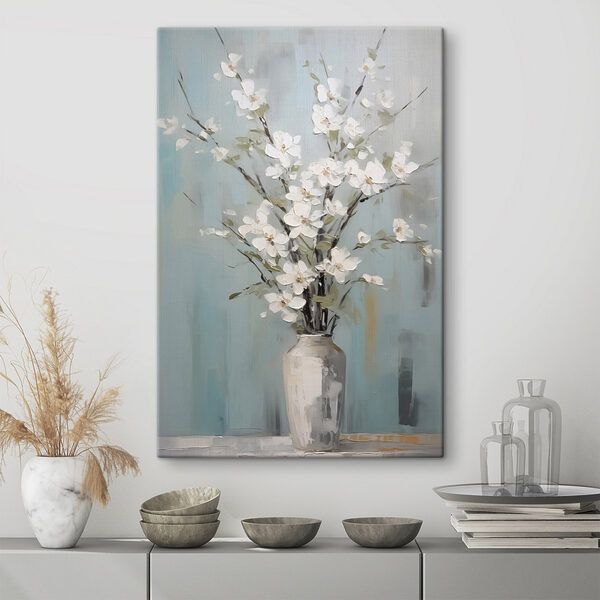 Peinture d'un vase avec des fleurs blanches Tableaux Peinture d'un vase avec des fleurs blanches