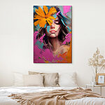 Tableaux Peinture d'une femme avec des fleurs sur le visage