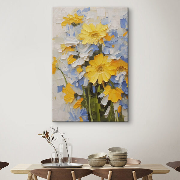 Peinture de fleurs jaunes et bleues Tableaux Peinture de fleurs jaunes et bleues
