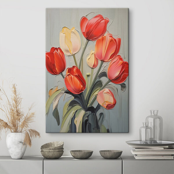 Tableaux Tableaux Peinture de tulipes sur fond gris (UGS : s42756)