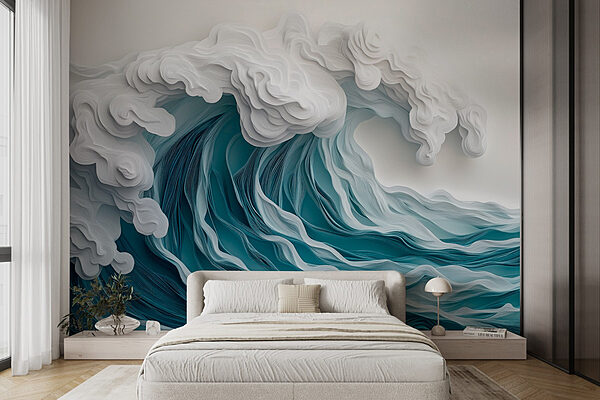 Papier découpé d'une vague Papier peint Papier découpé d'une vague