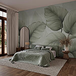 Papier peint Feuilles luxuriantes dans des tons verts doux