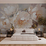 Papier peint Peinture de fleurs blanches