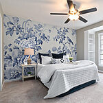 Papier peint Motif floral bleu et blanc