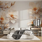 Papier peint Groupe de fleurs blanches