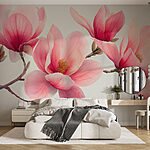 Papier peint Groupe de fleurs roses