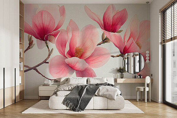 Groupe de fleurs roses Papier peint Groupe de fleurs roses