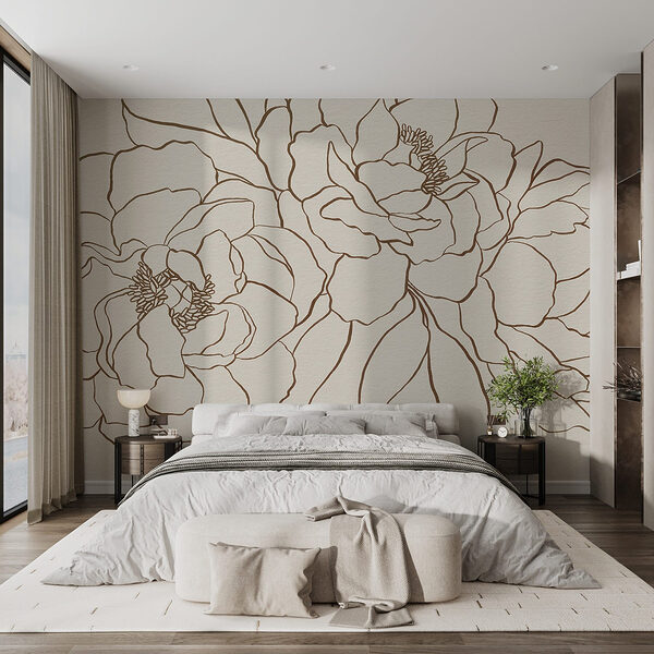 Dessin de fleurs sur une surface blanche Papier peint Dessin de fleurs sur une surface blanche