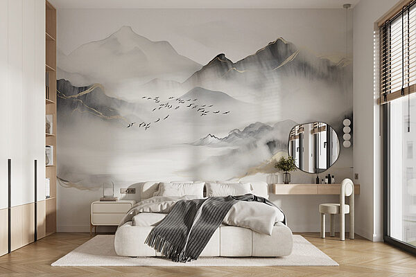 Oiseaux volant dans les nuages Papier peint Oiseaux volant dans les nuages