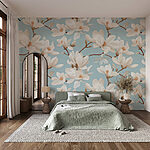 Papier peint Motif de fleurs blanches