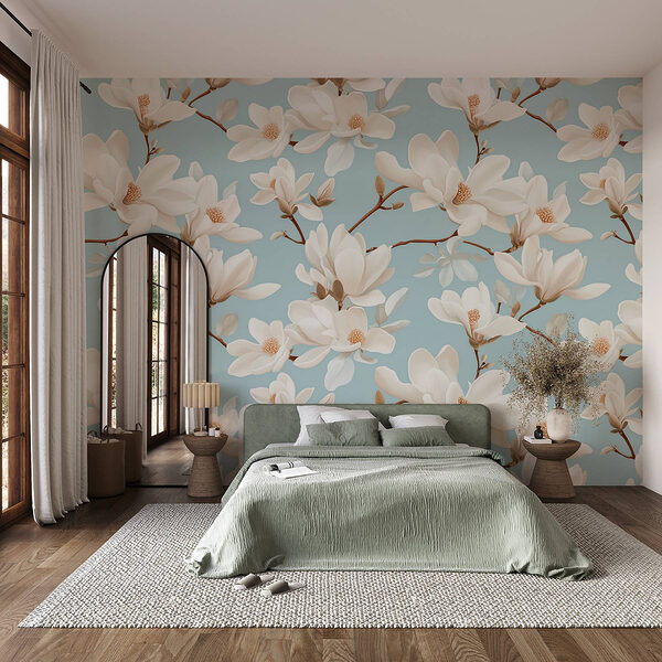 Motif de fleurs blanches Papier peint Motif de fleurs blanches