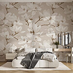 Papier peint Motif de fleurs blanches