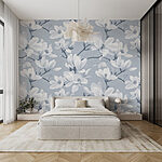 Papier peint Motif de fleurs blanches