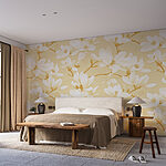 Papier peint Motif de fleurs blanches