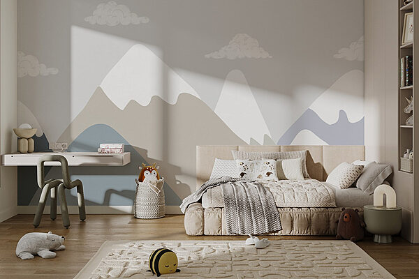 Papier peint Chaîne de montagnes avec nuages