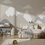 Papier peint Chaîne de montagnes avec nuages