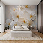 Papier peint Groupe de fleurs blanches