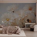Papier peint Groupe de fleurs blanches