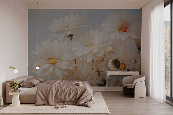 Groupe de fleurs blanches Papier peint Groupe de fleurs blanches
