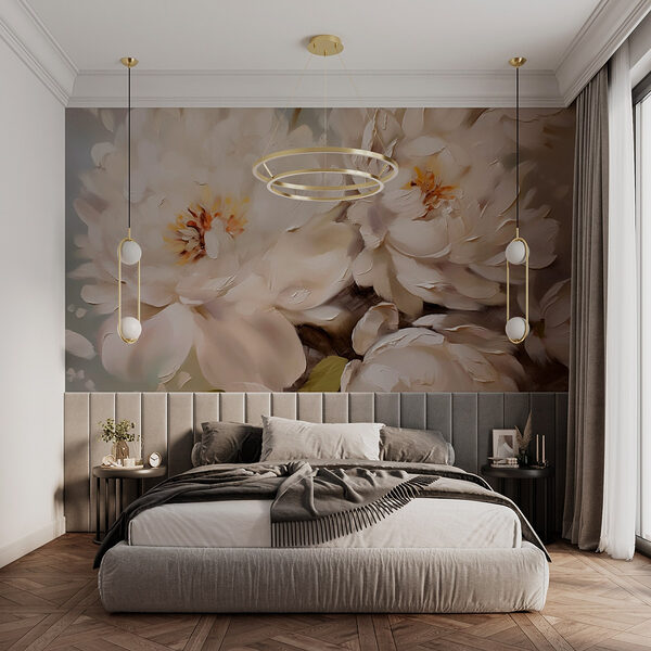 Peinture de fleurs blanches Papier peint Peinture de fleurs blanches