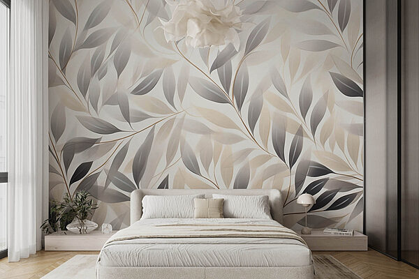 Feuillage doux dans des tons sourds Papier peint Feuillage doux dans des tons sourds