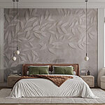 Papier peint Motif de feuilles blanches sur un mur