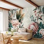 Papier peint Des fleurs enchanteresses dans des tons doux