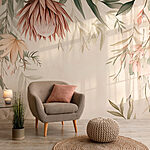Papier peint Bordure florale avec feuilles et fleurs