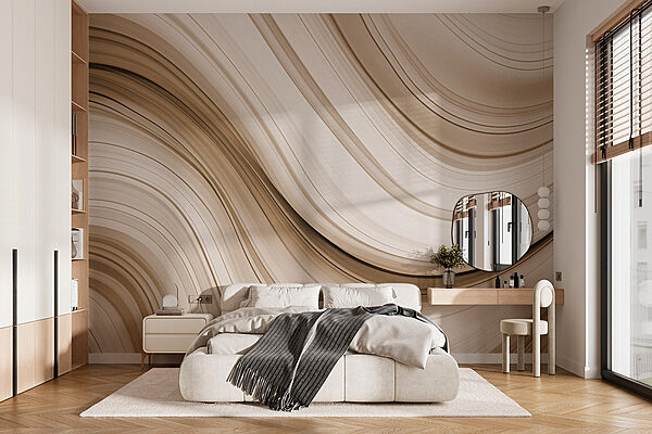 Papier peint Papier peint Des vagues douces dans des tons neutres (UGS : w02899)