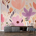 Papier peint Peinture de fleurs et de feuilles