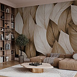 Papier peint Groupe de feuilles brunes et blanches