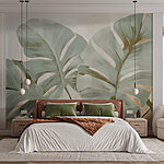 Papier peint Peinture de feuilles sur un mur